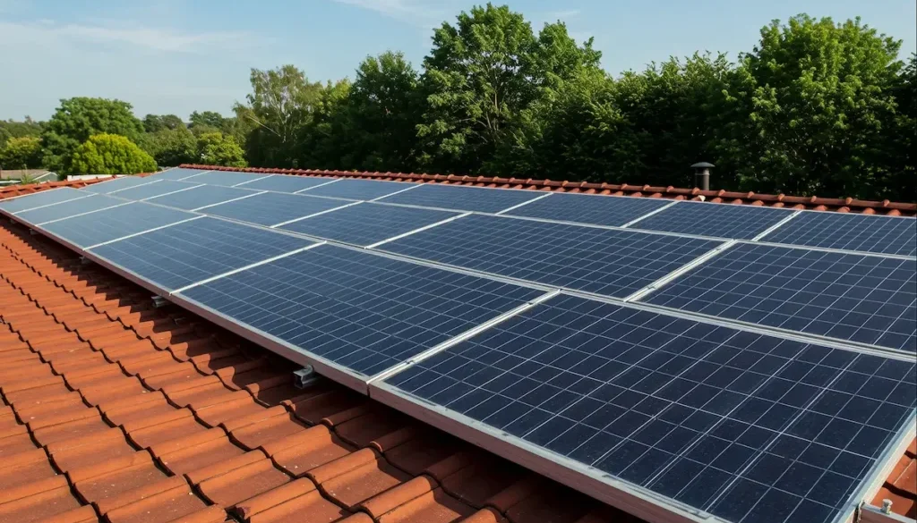 solar-panels-red-tile-roof-with-clear-blue-sky-background